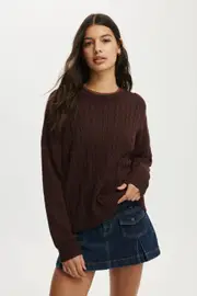 [Cotton On Women] Cotton On Women - Cotton Crew Neck Pullover - Dark oak M DARK OAK