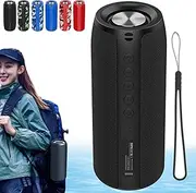 Aursear Waterproof Bluetooth Speaker, Outdoor Portable Bluetooth Speakers Wireless, Ipx5 Waterproof Bluetooth Speaker with Loud Stereo Sound, TWS Dual Pairing/Bluetooth 5.0/LED Lights (Black)