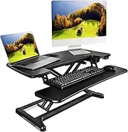 Aveyas - 32" Electric Motorized Computer Converter, Speed Plus Version Adjustable Height Computer Dual Monitor and Laptop Workstation with Wide Tray