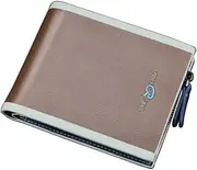 Men's Short Wallet with zippermulti-Card Ultra-Thin Zero clutchZipper Large-Capacity Coin Purse,Horizontal Section