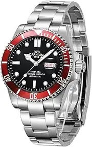 [PASOY] Men Automatic Mechanical Luminous Dial Rotatable Bezel Sapphire Glass Silver Steel Week Day Watches