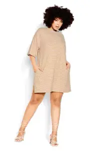 City Chic Ladies Seaside Stripe Dress size 16 Small Colour Ivory Stripe