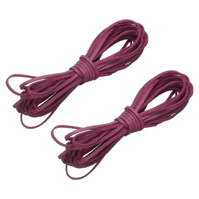 2 Pcs Flat Suede Leather Cord, 5.5 Yards 2.6mm Craft Braid String, Dark Rose
