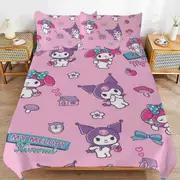 a1478 Kuromi & My Melody Duvet Cover Set, 3 Piece Bedding Set 86x70" Double Sided Printing Decorative Comforter Cover Set (1 Duvet Cover + 2 Pillow Sh