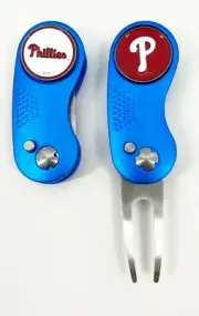 GOLF SWITCHBLADE Philadelphia Philles DIVOT REPAIR TOOL + Ballmarker Blue