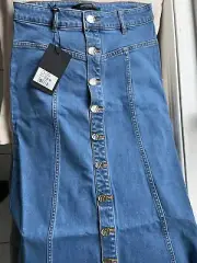 PORTMANS London Denim Midi Skirt in Blue |Size 10| RRP $129.95 Brand New/Unworn