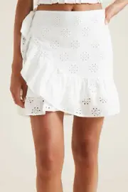 SEED TEEN GIRLS WHITE CUTWORK PARTY COTTON SKIRT SIZE 12,14, BNWT RRP $49.95