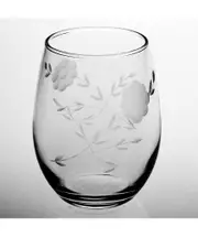 Susquehanna Glass Set of Four 15oz Janet Handcut Stemless Glasses