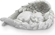 Zhjuju Cat Memorial Stone,Cat Angel Memorial Statue Memorial Stone Cat with Angel Wings Resin Statue Cat Figurines is Placed in The Outdoor Garden or Tombstone,Cat Statue Resin