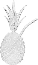 COLLBATH Pineapple Drinking Glasses with Straws Fun Embossed Design for Cocktails Juice Water Milk Whimsical Pineapple Cups Unique Drinkware for Parties Celebrations