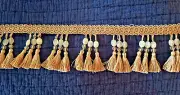 3 & 3/4" Gold Beaded Tassel Fabric Fringe Trim 27 YARDS Europa Tex Lisbon