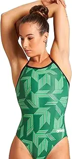 [arena] Puzzled Light Drop Back Women's One Piece Swimsuit for Competitive or Casual Swim, Ladies Bathing Suit