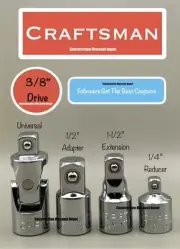 Craftsman 3/8" Drive Socket Accessory Universal Adapter Reducer Set 3/8-in.