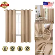 Elegant Light Filtering Tan Burlap Textured Curtains - 72" Long, 2 Panels
