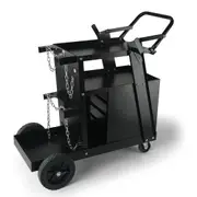 Welding Cart, 2-Tier 4 Drawers Welder Cart with 265 LBS Weight Capacity, 360° Swivel Wheels, Tank Storage Safety Chains, Heavy Duty Rolling MIG Welder Cart for Mig Welder and Plasma
