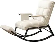 YVYKFZD Nursery Rocking Chair, Upholstered Glider Chair, Comfy Lounge Chair 5-Way Adjustable Back, for Nursing Baby, Reading, Napping, Load Capacity 200kg (Color : Beige 1)
