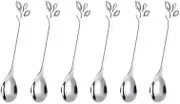 Spoons，Teaspoons， Dessert Spoons 6PCS Creative Personality Stainless Steel Gold Spoons Tree Leaf Spoon Coffee Spoon Home Restaurant Dessert Cutlery Set 6pcs Silvery