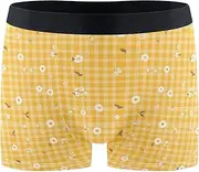 [FRODOTGV] Yellow Flowers Checkeds Mens Boxer Brief Shorts Running Underwear for Men Compression Boxer Para Hombre