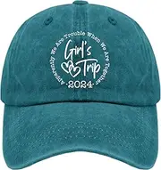 [Generic] Girl's Trip 2024 Trucker Hat Music Hat Cyan Blue Gifts for Grandpa Baseball Cap, Turquoise