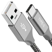 AT-USBTYPEC-S1 - Astrotek 1m USB-C Type-C Data Sync Charger Cable Silver Strong Braided Heavy Duty Fast Charging for Samsung Galaxy Note S8 Plus LG Google Macbook
