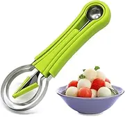 Suuker Melon Baller Scoop Set,4 In 1 fruit cutters shapes, watermelon scooper fruit scooper and baller, fruit carving tools（Green）
