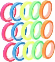 CANIGHT Removable Book Highlighter Strips 15 Rolls Fluorescent Tapes Book Page Markers for Annotations Small Convenient for Reading Studying