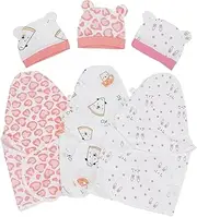 BESPORTBLE 3Sets Cotton Swaddle Sleep Sacks with Hats Soft Receiving Blankets for Boy Girl Warm Swaddle Wraps for Spring Autumn Nursery Photo Props