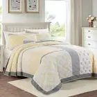 HOMBYS 128x120 Oversized King Plaid Patchwork Bedspread Lightweight Yellow Check