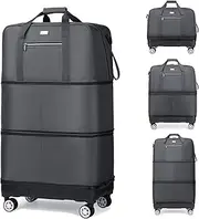 [SOBIY] Large Expandable Foldable Luggage Collapsible Suitcases Rolling Travel Duffel Bag Lightweight Carry-on Suitcase with Spinner Wheels &Anti-Collision Base Case for Women and Men, Grey, xl
