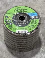 Qty.9, Gator 9708 4" Zirconium Oxide Abrasive Flap Disc, 5/8" Arbor, 80 Grit New
