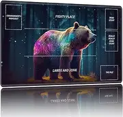 Playmat for MTG,Card Playmat Stitched with Magic Zones for MTG Card Game Playing, TCG and Board Game Mat for Cards,Mousepad Desk Mats,Game Mat 24 x 14 inches-Brown Bear Forest