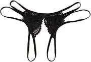 [AYTDNEHGK] Lace Open Crotch Thong Panty Erotic G-String Briefs Sexy Transparent Underwear for Women Ladies(S)
