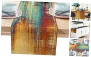 Long Table Runner Vintage Abstract Blue and Orange Table Runner Messy Rust