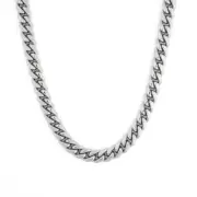 Invicta Men's Authentic 24 inches Cubic Zirconia Cuban Curb Silver Tone Chain