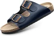[BULLIANT] Men's Sandals-Flat Slide Sandals Men Women slip-On-Rubber Outsole and Suede Strap
