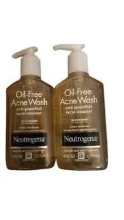 Neutrogena Oil-Free Acne Wash Facial Cleanser, Pink Grapefruit - 6 Oz Lot Of 2