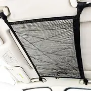 Car Ceiling Cargo Net Heavy Duty Single Layer, 88 * 60cm Universal Adjustable Roof Storage Organizer - Durable Nylon Mesh for SUV/Van/Camping Gear, Luggage & Tools