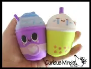 2 Frappe and Bubble Tea Set - Ice Cream Drink Squishy Squeeze Stress Ball Soft D