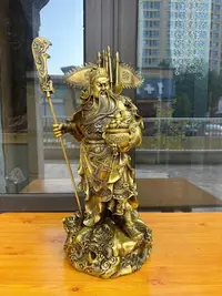 在飛比找Yahoo!奇摩拍賣優惠-純銅關公像武財神關帝圣君像聚寶盆關公像總高約70厘米重約34