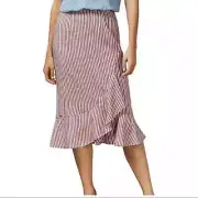 NEW TED BAKER US 4-6 Coryn Layered Striped Ruffle Midi Skirt Ted 2
