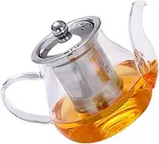 BEBEMOKO 1Set Handheld Glass Teapot with Infuser Wear Resistant Kettle for Office Use Smooth Pouring Ergonomic Design and Practical Tea Brewer