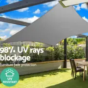 Square Shade Sail Canopy Awning 3x3m All-Weather 280GSM 98% UV Blockage Grey