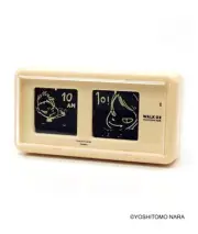 Yoshitomo Nara Walk-On Art Flip Table Clock TWEMCO PataPata Beige F/S