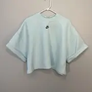 NEW Nike Cropped Top Womens Extra Large Blue Short Sleeve Sportswear Tech Fleece