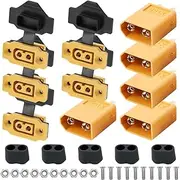 Xiatiaosann XT60E-F Plug Kit, XT60E-F Female Plug Panel Mount XT60h XT60 Male Bullet Connector with Waterproof Cover for RC FPV Drone Lipo Battery Quadcopter (10 Pack)