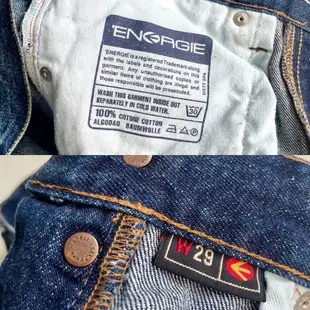 義大利品牌 Energie Stone wash Low rise 純棉丹寧布 石洗刷紋 鎖鏈車 低腰 寬版 牛仔褲