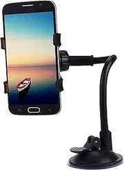 EZONEDEAL Car Mobile Phone Holder Universal Mount Windscreen Dashboard Suction Home, Universal Soft Tube Mobile Holder with Multi-Angle 360 Degree Rotating Clip - Black