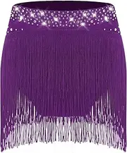 [Hedmy] Girls Tassel Ballroom Dance Skirt Mini Fringe Latin Tango Salsa Rumba Performance Dancewear