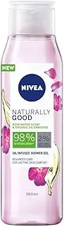 [NIVEA] Naturally Good Rose Water and Organic Oil Enriched Shower Gel (300ml), Natural Body Wash for Women, Fresh Mild Scent and Vegan Formula for Cleansed Skin