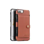 For Iphone 8 Plus / 7 Plus Brushed Texture Shockproof Pu + Tpu Case With Card Slots and Wallet and Photo Frame(Brown)